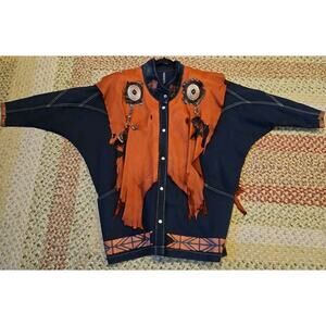 Becca Gedda Signed Handmade Western Themed Jacket Wearable Art Unisex XXL